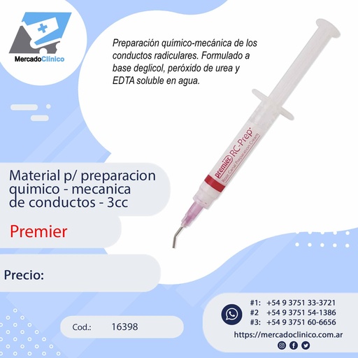 [16398] Material p/ preparación químico - mecánica de conductos - 3cc - PREMIER