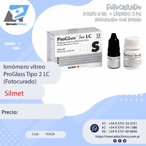 Ionómero vitreo ProGlass Tipo 2 LC (Fotocurado) - Silmet