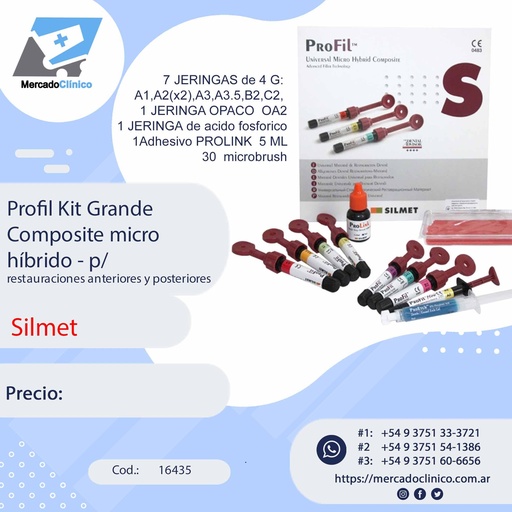 [16435] Profil Kit Grande Composite micro híbrido - p/ rest anteriores y posteriores - SILMET