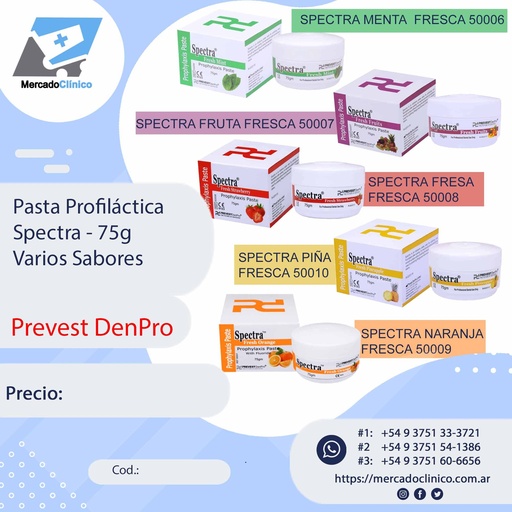 Pasta Profiláctica  Spectra - 75g  Varios Sabores - PREVEST