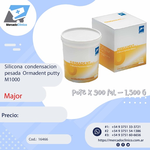 [16466] Silicona condensación pesada Ormadent putty M1000 - MAJOR