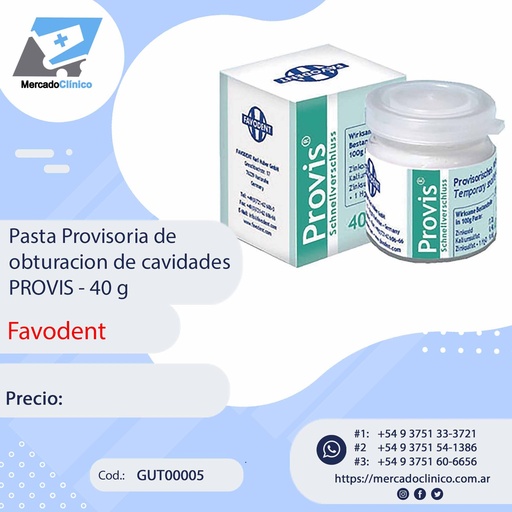 [GUT00005] Pasta Provisoria de gutapercha p/ obturación de cavidades - PROVIS - 40 g - FAVODENT