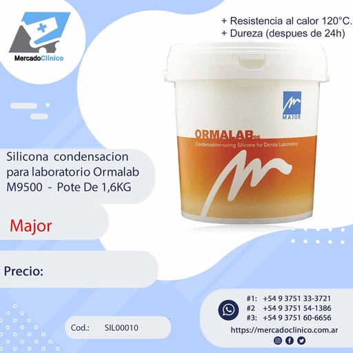 [SIL00010] Silicona  condensacion para laboratorio Ormalab M9500  -  Pote De 1,6KG - Major