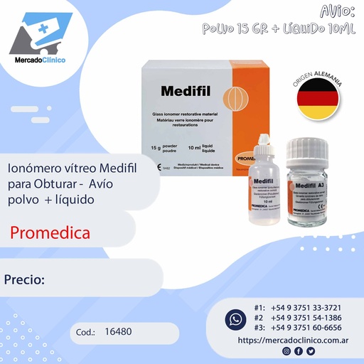 [16480] Ionómero vítreo Medifil para Obturar - Avío polvo + líquido - PROMEDICA