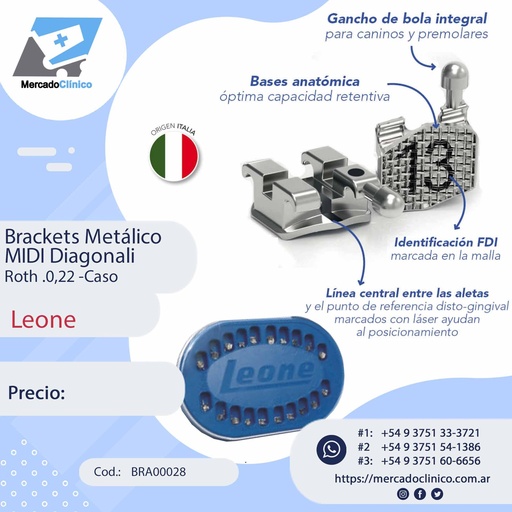 [BRA00028] Brackets Metálico MIDI Diagonali Roth  0,22 - Caso - Leone