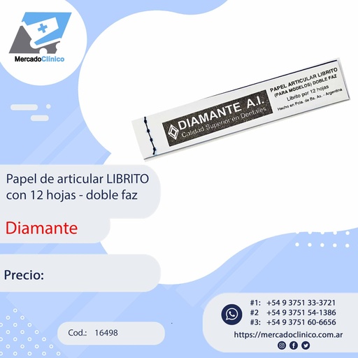 [16498] Papel de articular LIBRITO con 12 hojas - doble faz - DIAMANTE