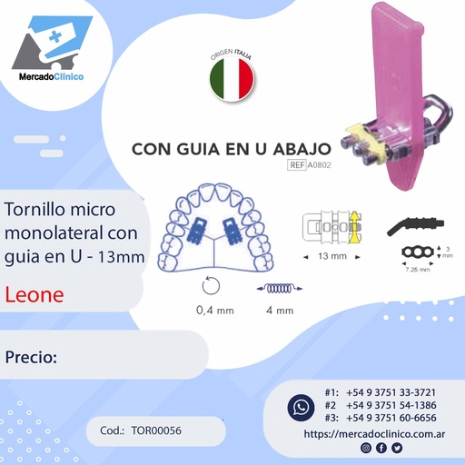 [TOR00056] Tornillo expansor / disyuntor - micro monolateral con guía en U - Leone