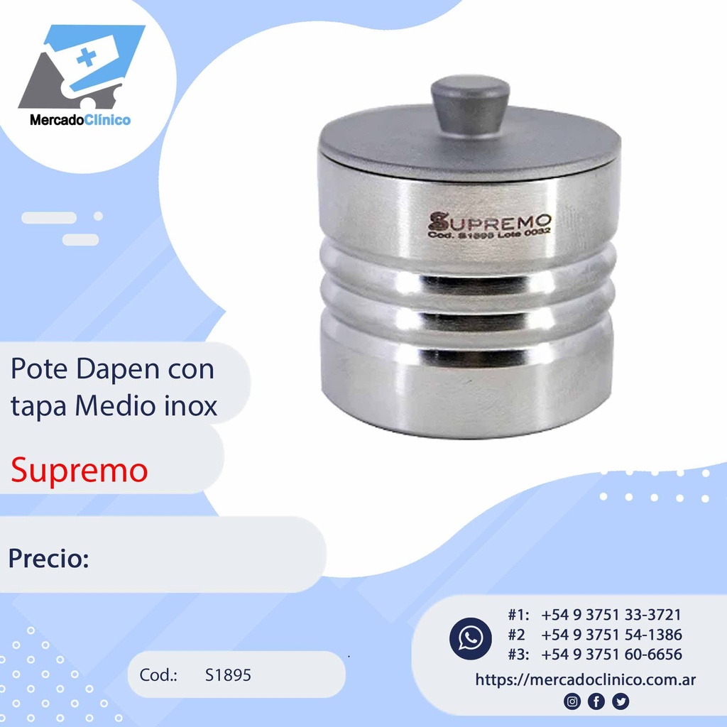 Pote Dapen con tapa - Tamaño Medio - Inox - Supremo