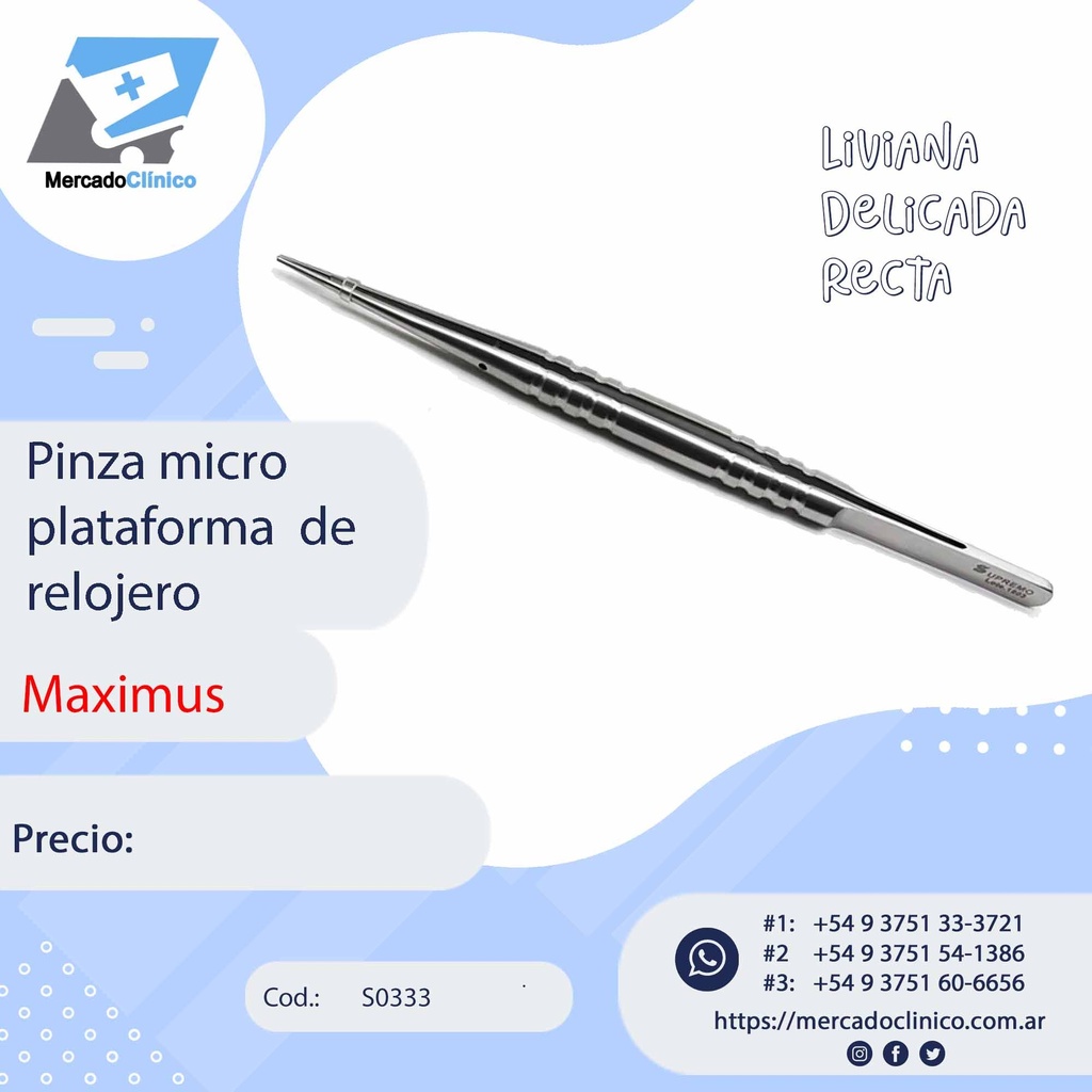 Pinza micro plataforma de relojero - Recta - SUPREMO