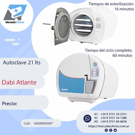 [16000002697] Autoclave 21 Litros - Dabi Atlante