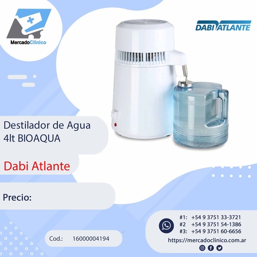 [16000004194] Destilador de Agua 4lt BIOAQUA - Dabi Atlante