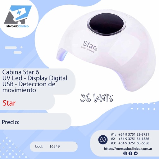 [16549] Cabina Star 6 UV Led - Display DigitalUSB - Detección de movimiento- fotopolimerizador - STAR