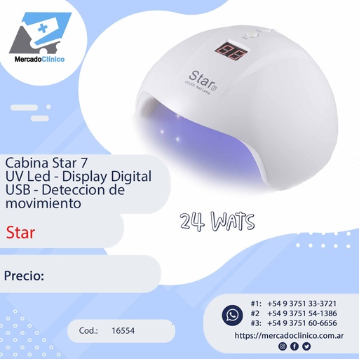 [16554] Cabina Star 7 UV Led - Display Digital USB - Detección de movimiento - STAR