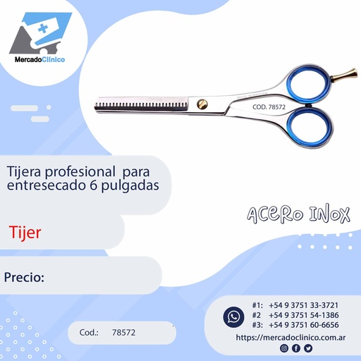[78572] Tijera profesional  para entresecado 6 pulgadas