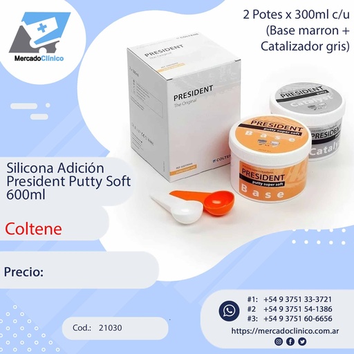 [21030] Silicona Adición President Pesada / Putty Soft 600ml - COLTENE