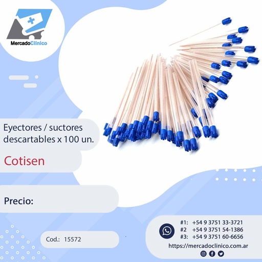 [15572] Eyectores / suctores de saliva descartables x 100 un - Cotisen