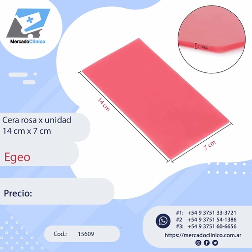 [15609] Cera Rosa x unidad 14x7cm - Egeo