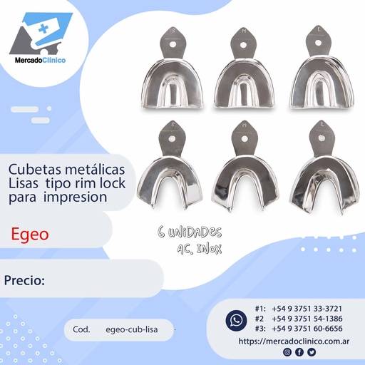 [egeo-cub-lisa] Cubetas metálicas Lisas -  tipo rim lock para  impresión - Egeo