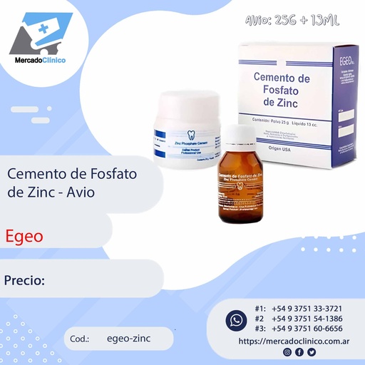 [egeo-zinc] Avio cemento Fosfato de Zinc - Egeo