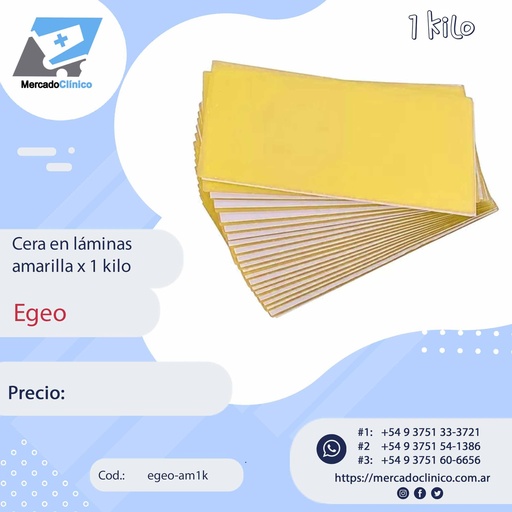 [egeo-am1K] Cera en láminas amarilla x 1 kilo - EGEO