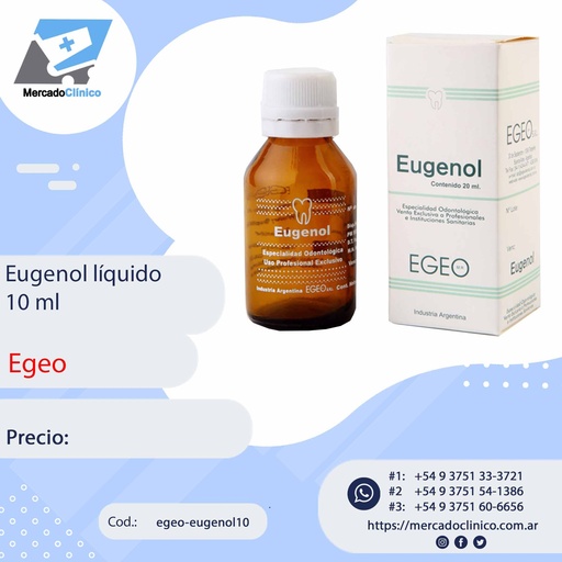 [egeo-eugenol10] Eugenol líquido 10ml - Egeo