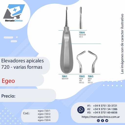 Elevadores apicales 720 - varias formas - Egeo