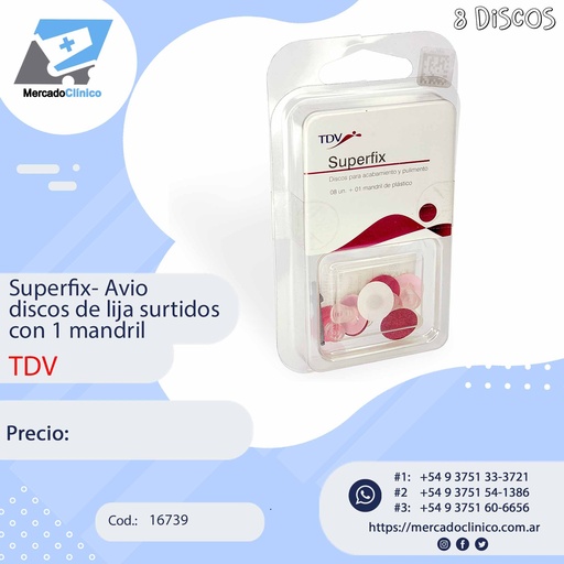 [16739] Superfix- Avio discos de lija surtidos con 1 mandril - TDV
