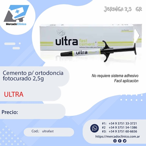 [ultrafas] Cemento para ortodoncia ULTRA FAST Cement- foto - 2,5g - con fluoruro - ULTRA