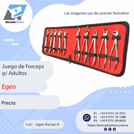 [egeo-forcep-A] Juego de Forceps p/ Adultos x10  - Egeo
