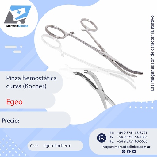 [egeo-kocher-c] Pinza hemostática curva ( Kocher ) - Egeo