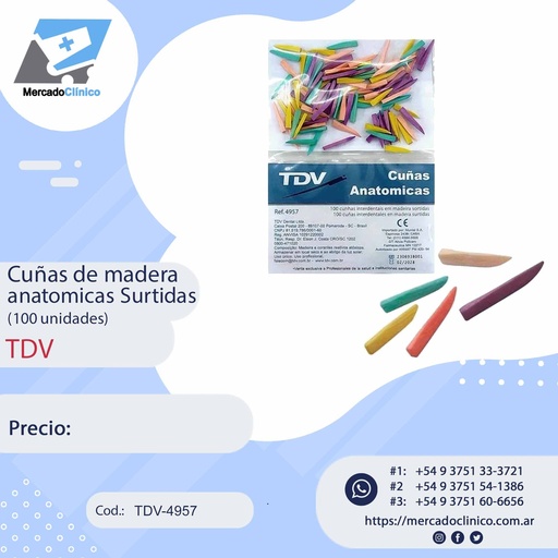 [TDV-4957] Cuñas de madera anatómicas Surtidas (100 unidades) - TDV