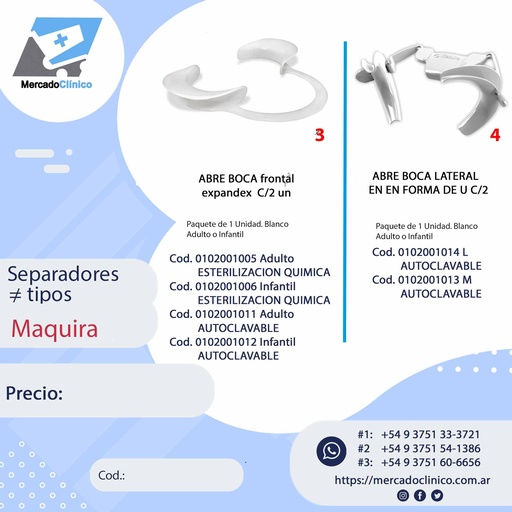 Abrebocas / separadores frontales- x 1 un - Maquira