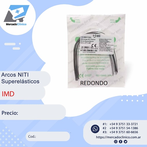 Arcos NITI superelásticos - Redondos - IMD