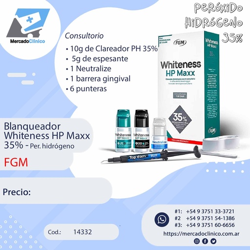 [14332] Blanqueador Whiteness HP Maxx 35% - Per. hidrógeno - FGM