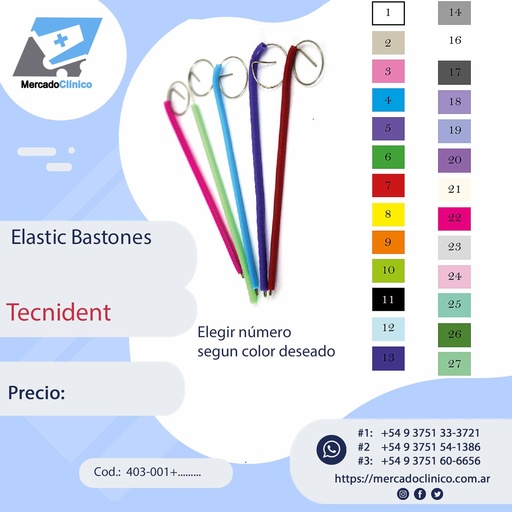 Elasticos bastones - x 1000 unidades - Tecnident