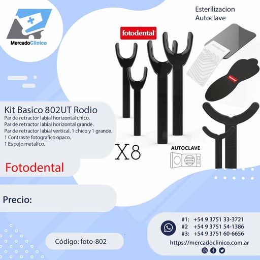 [foto-802] Kit Básico 802UT Rodio - Fotodental (Color Negro)