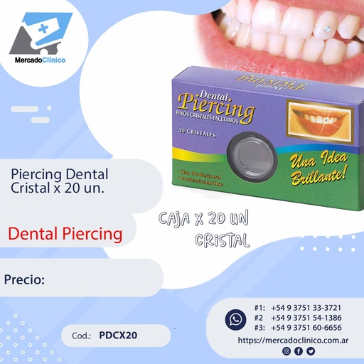 [PDCX20] Piercing Dental Cristal x 20 un - Dental Piercing