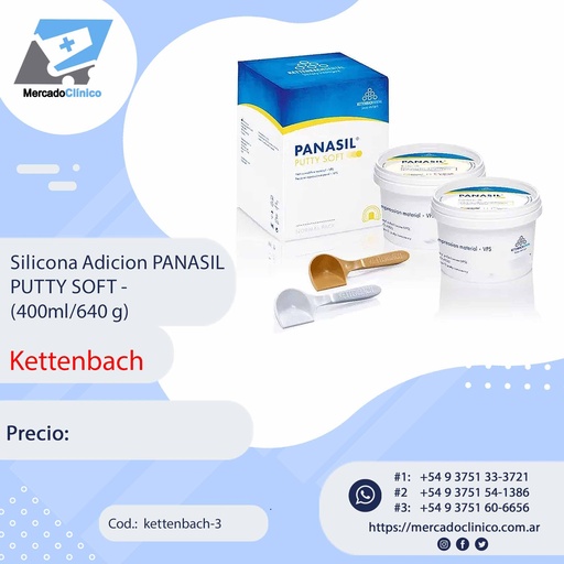 [kettenbach-3] Silicona Adición PANASIL PUTTY SOFT - 
(400ml/640 g) - Kettenbach