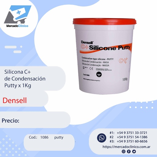 [1086] Silicona C+ - de Condensación - Putty x 1Kg  - Densell