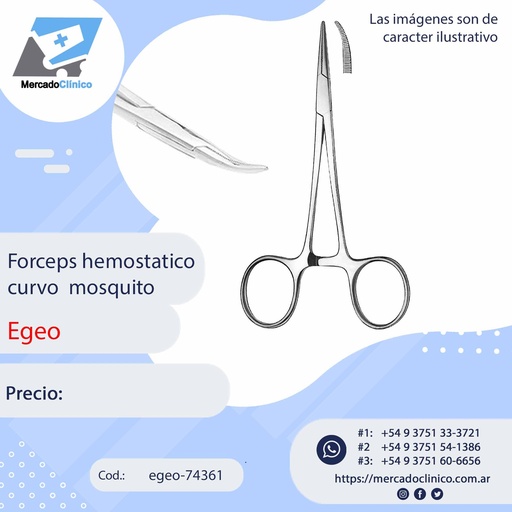 [egeo-74361] Forceps / pinza hemostático curvo mosquito - Egeo