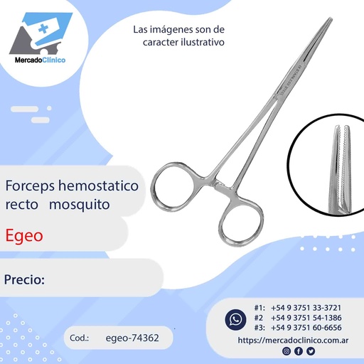 [egeo-74362] Forceps / Pinza Hemostático mosquito recto - Egeo