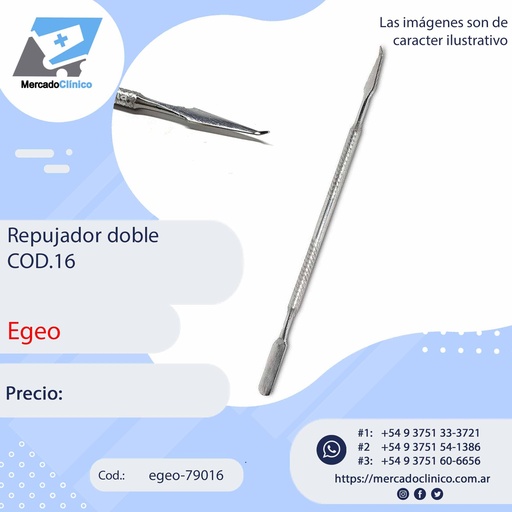 [egeo-79016] Repujador para manicura para cutícula - doble con cuchilla - Egeo