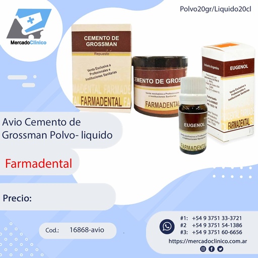 [16868-avio] Avío cemento de Grossman polvo/líquido - Farmadental