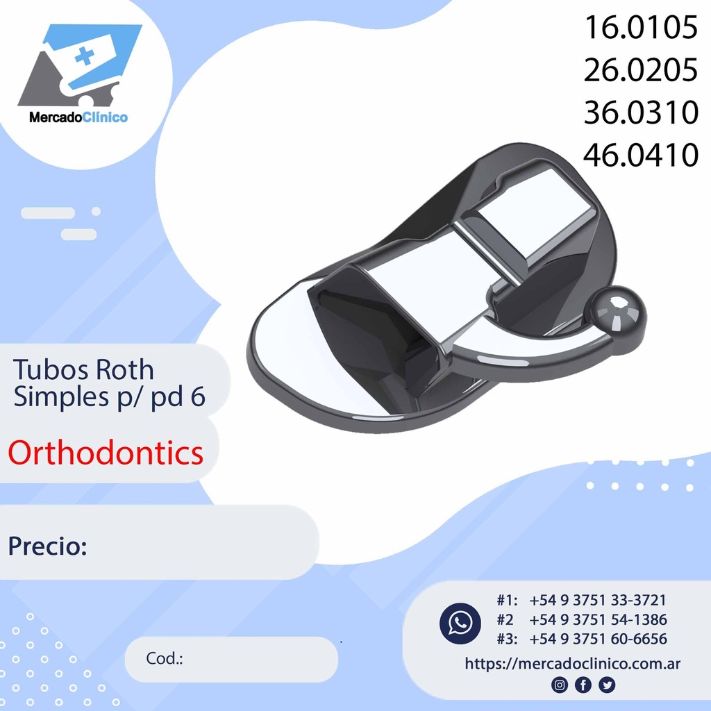 Tubo Pd 6- Roth - Simple - para pegar- 10 unidades - Orthodontics ...