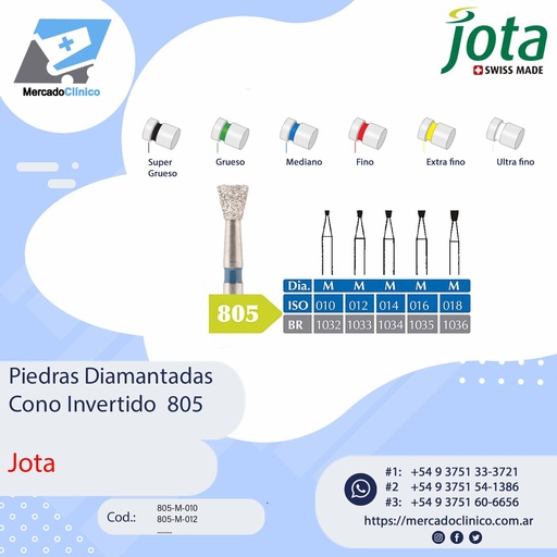 Piedras diamantadas- Cono Invertido 805 - x unidad- Jota
