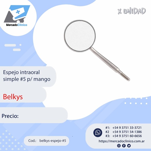 [belkys-espejo-#5] Espejo intraoral simple #5 para mango - Belkys