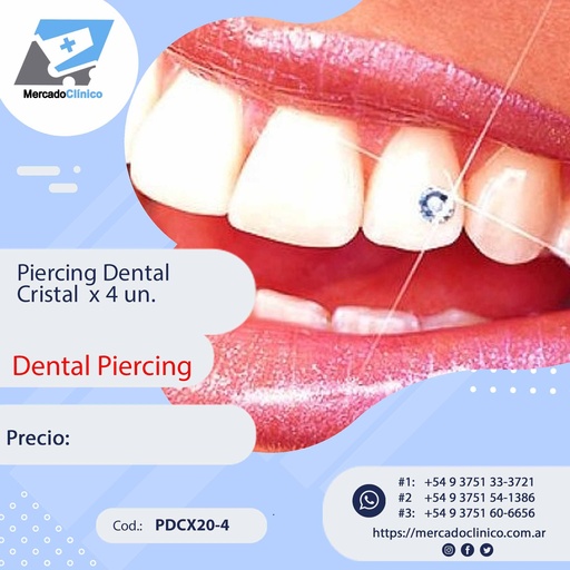 [PDCX-4] Piercing Dental Cristal x 4 un - Dental Piercing