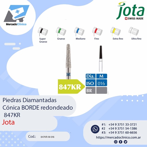 [847KR-M-016] Piedras diamantadas- Cónica BORDE redondeada  847KR - x unidad - Jota