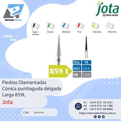 [859L-M-014] Piedras diamantadas- Cónica puntiaguda, delgada LARGA  859L - x unidad - Jota