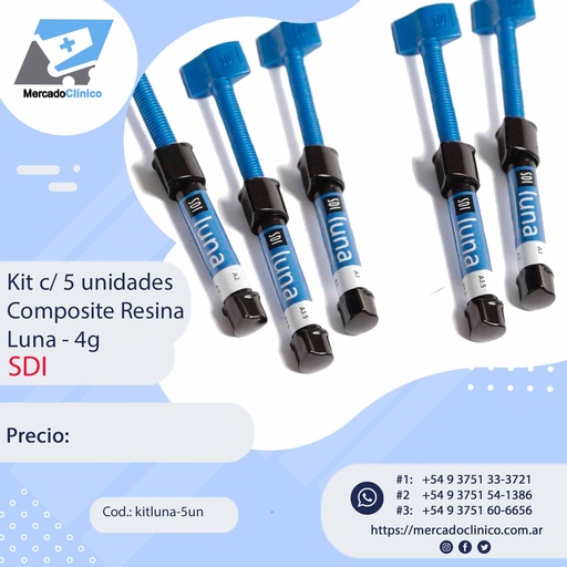 [kitluna-5un] Kit x 5 unidades - Composite Luna - resina nano hibrida - SDI